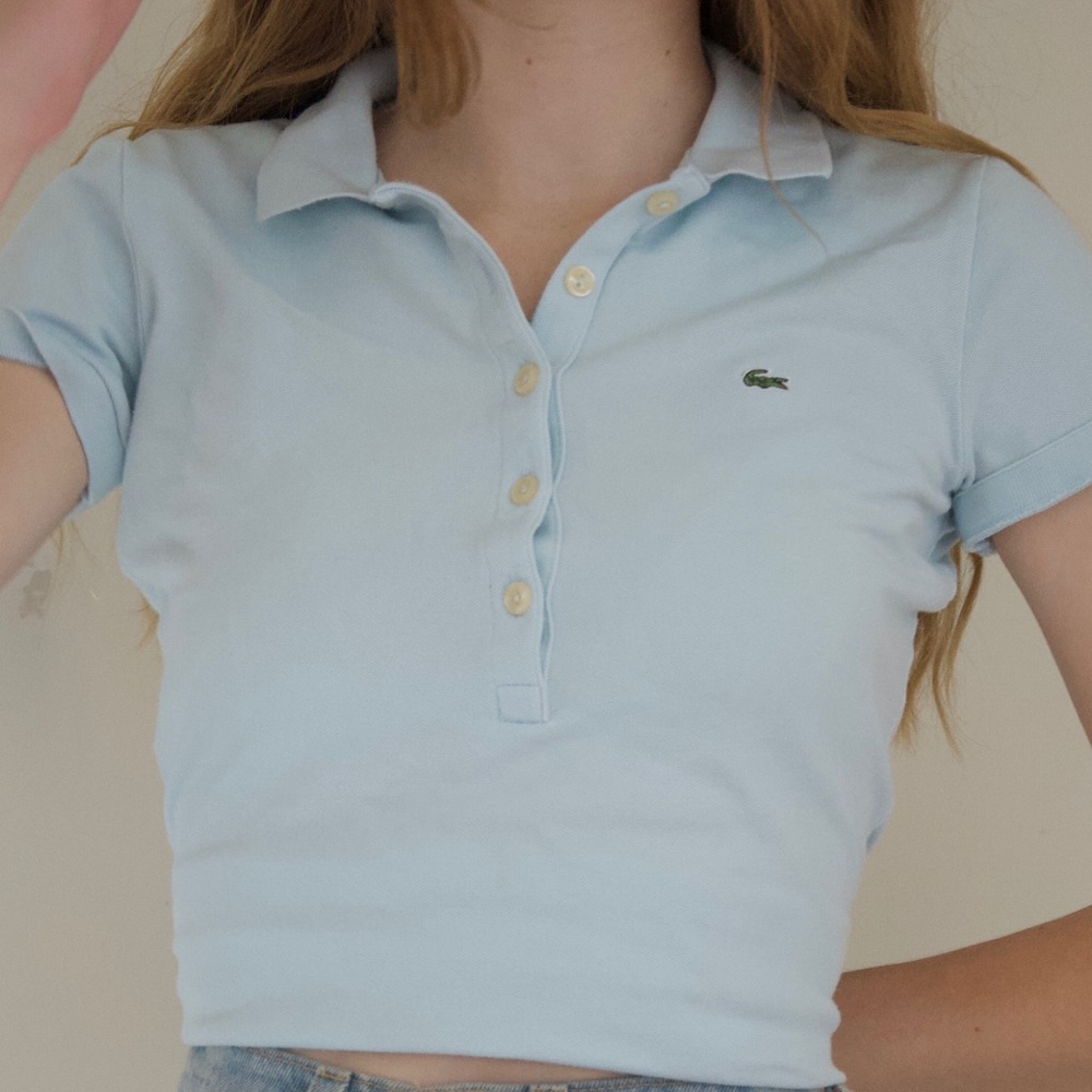 light blue petite Lacoste polo